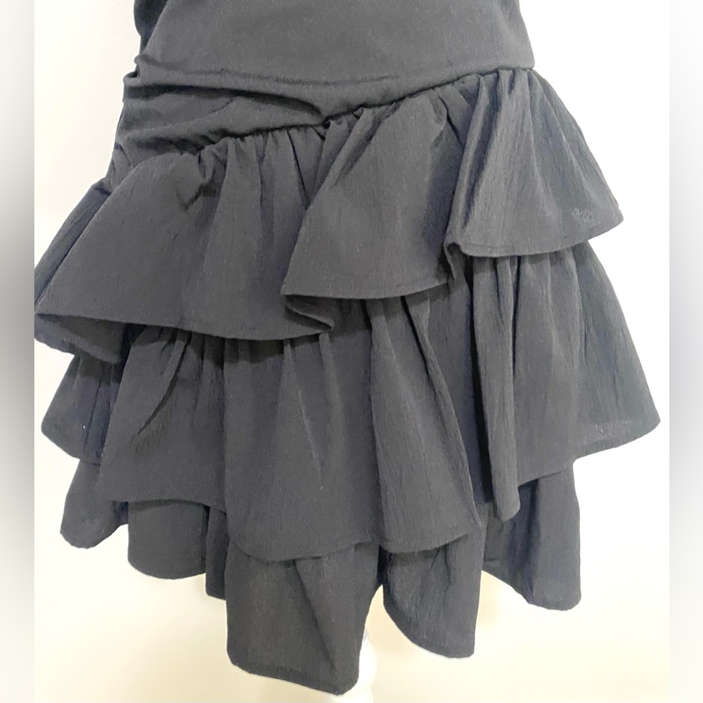SHEIN Women M Black Strapless Dress Ruffles Retro Y2K Fall Preppy 90s Minimalism - Picture 3 of 15
